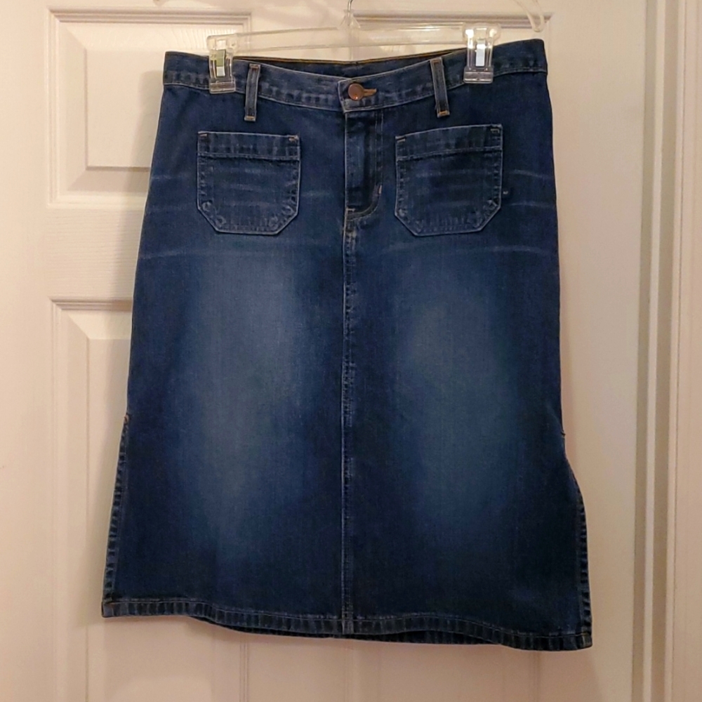 Abercrombie & Fitch Women's Blue Jean Pencil Skirt with slits on sides